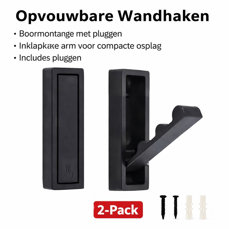 Wand haak uitklapbaar - 3 Stuks